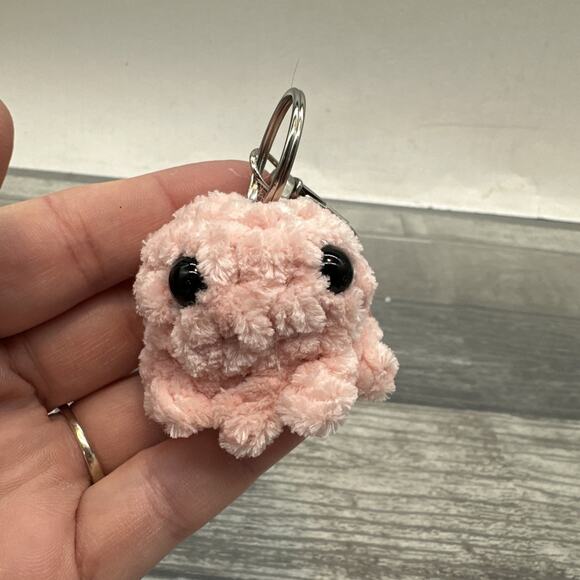 Handmade Pink Octopus Crocheted Amigurumi Key Chain With Clip {KK} - Picture 2 of 8